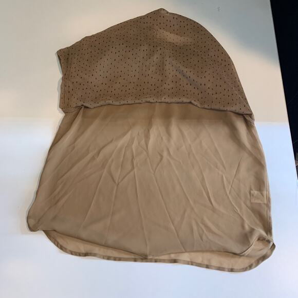 Pleione Blouse Womens XS Extra Small Brown Polka Dot Ruffle Collar Keyhole Lined - Picture 8 of 11